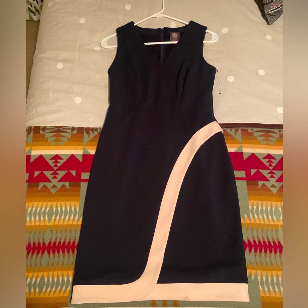 Vince Camuto Black & Beige Mini Dress